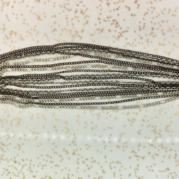 BFD Silver & Black Tones Multi Strand Chain Tassel Necklace - Picture 11 of 11